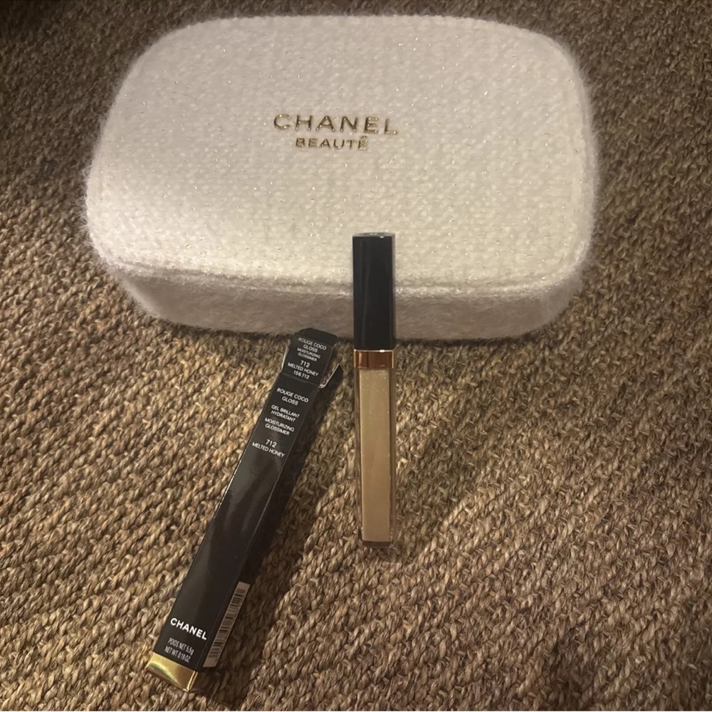 CHANEL Gold Lip Balm Gloss and bag